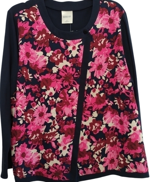 Bedford Fair Navy and Pink Floral Jacket XL - Picture 1 of 12